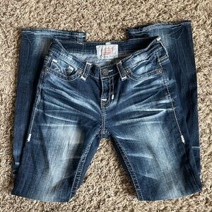 Big Star Distressed Blue Jeans- 27R “Maddie Boot”